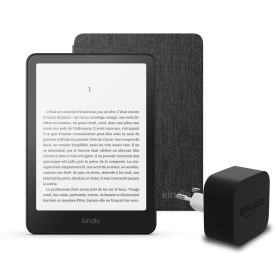 Le dernier Kindle Paperwhite (version 2024) 16 GB sans publicité, une housse en tissu Amazon et un adaptateur secteur Amazon Pow
