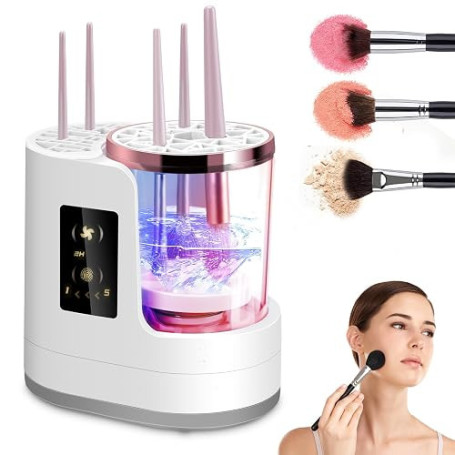Luckits Nettoyeur automatique de pinceaux de maquillage 3 en 1 avec nettoyeur automatique de séchage et de stockage, nettoyeur d