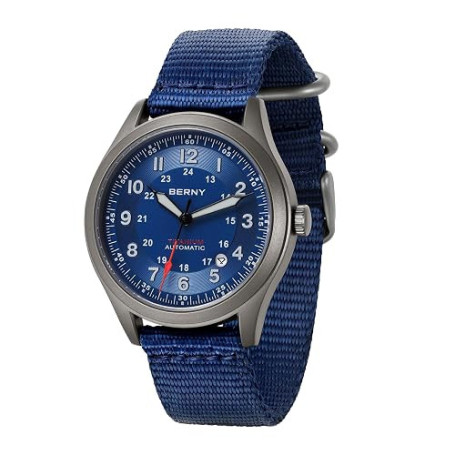 BERNY Montre en Titane pour Hommes Montres Automatiques Super Luminova 10ATM Étanche Homme Mécanique Analogique Montre-Bracelet