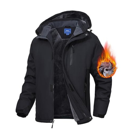 Zoofly Veste Homme Hiver Coupe-Vent Manteau Ski Homme Poches Zippées Veste Imperméable Chaud Doublure Polaire Veste De Montagne