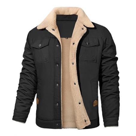 Svanco Manteau d'hiver Chaud pour Hommes, Veste Polaire Militaire avec Col, Blouson de Travail à 5 Poches