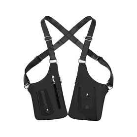 gresonic Sac Bandoulière Double Homme en Cuir Unisexe pour sous Les aisselles, Sac à bandoulière réglable avec Attraction magnét