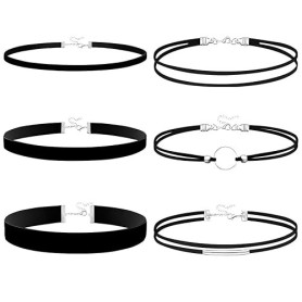 COYUN 6 Pcs Ensemble de collier ras du cou, Colliers Ras du cou en Velours Noir Ruban Collier Femme, tour de cou en velours pour