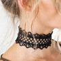 Prosy Collier ras du cou en velours noir, gothique, dentelle, réglable, pour femmes et filles, métal