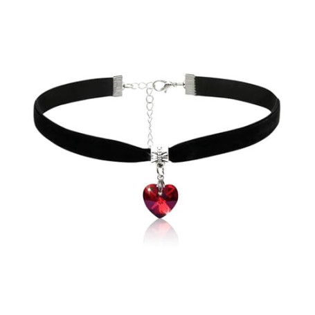 WINXMIN 1 pièce CollierRas du Cou Fille en Velours Noir Gothique Collier Ras du Cou Classique en Velours Coeur Collier Réglable