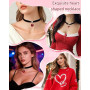 WINXMIN 1 pièce CollierRas du Cou Fille en Velours Noir Gothique Collier Ras du Cou Classique en Velours Coeur Collier Réglable