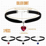 FDGGT Tour De Cou Gothique en Velours avec Pendentif en Forme De Cœur, 3 Pièces, Ras du Cou Réglable, Accessoires pour Vêtements