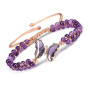 Alide Bracelet en améthyste pour femme avec breloques papillon, bracelet en pierres précieuses de guérison, cadeau pour annivers