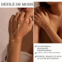 OuryTech Bracelet Femme Or, Bracelet Or et Bijoux, Chaîne de Main Plaquée Or 14K avec Bague, Bijou Tendance Doré Délicat pour Fe