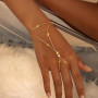 OuryTech Bracelet Femme Or, Bracelet Or et Bijoux, Chaîne de Main Plaquée Or 14K avec Bague, Bijou Tendance Doré Délicat pour Fe