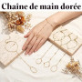 Ouligay Ensemble de 4 Chaînes de Main en Or pour Femmes, Bague Bracelet Chaîne à Main, Ensemble de Chaînes de Main Délicates en