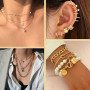 JSTHHTT 60 Pcs Parure Bijoux Femme, Bijoux Femme, Bracelet Femme, Bagues, Collier Femme Or, Ear Cuff, Boucles d'Oreilles Créoles