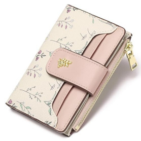 GAEKEAO Petit Portefeuille Femme Blocage RFID Cuir Bifold Porte Carte à Fermeture éclair Titulaire de Carte de Crédit avec Fenêt