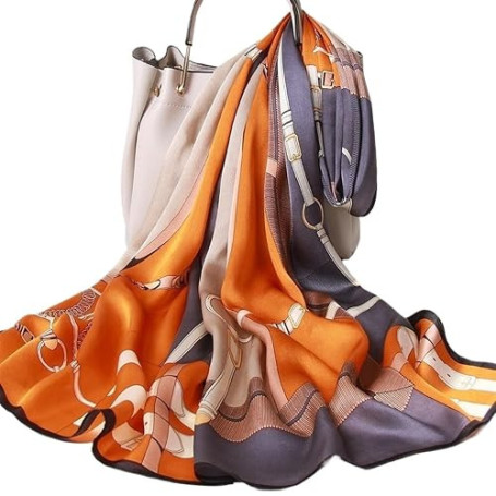 YZDKR Silk Long Scarf Women Natural Silk Satin Shawl Thin Spring Headband Scarves Real Silk Neckscarf pour Les Mariages, Les bal