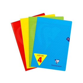 Clairefontaine 294161AMZ Lot 4 Cahiers A4 21x29,7 96p Grands Carreaux