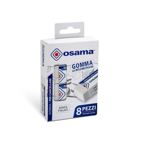 OSAMA - Lot de 8 gommes à effacer pour papeterie scolaire de bureau université et papeterie, gomme à effacer pour matériel scola