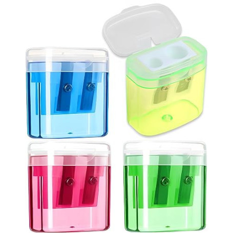 YOFASEN 4 Pièces Taillecrayons avec Récipient - Taillecrayon avec Boîte, Taillecrayon avec Récipient Petit, Taillecrayon pour En
