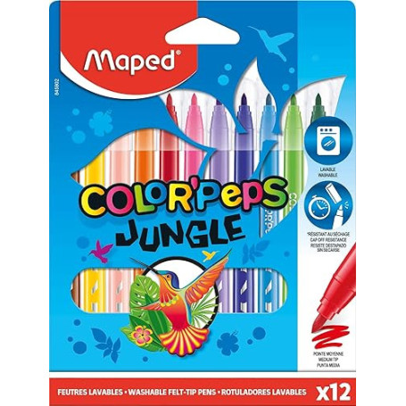 Maped Color Peps 845902 Lot de 12 feutres de coloriage Jungle