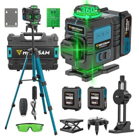 Niveau Laser Avec Trepied, Niveau Laser Chantier Autonivelant 4×360°, Laser à Lignes Continues Avec FenêTre De Rotation à 360°,