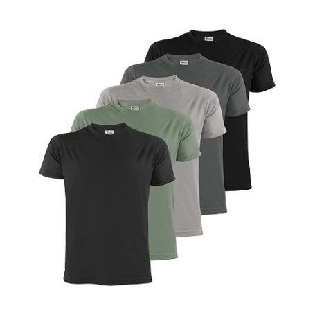 ALPIDEX Tee Shirt Homme S-5XL Lot de 5 Basique Manches Courtes 100% Coton | 175 g/m², Manches Courtes, Coupe Droite, OEKO-TEX, R