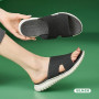 ZDQ Sandales Femme Été Confortable Orthopédique Chaussons Legere Chaussures Plate Claquettes Noir42