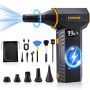 Souffleur Air Comprimé 4 Vitesses 200000 TR/Min Mini Souffleur Batterie | Air Duster Puissant avec Batterie 12000mAh pour Nettoy