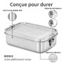 Bambaw Lunch Box Inox 1200 ml, Boite Dejeuner Hermetique, Bento Compartimenté, Lunch Box Étanche, Boite a Gouter Inox 1200 ml, E