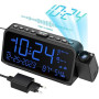 ROCAM Radio-Réveil Projection Plafond, Radio FM Numérique, Horloge Projecteur avec Charge USB & Type C, Réveil Limineux Enfant a