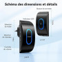 TECKNET Sonnette sans fil exterieur etanche, IP65 Etanche Carillon 400 Mètres, 60 Mélodies et 5 Niveaux Volume, Kit d'un Récepte
