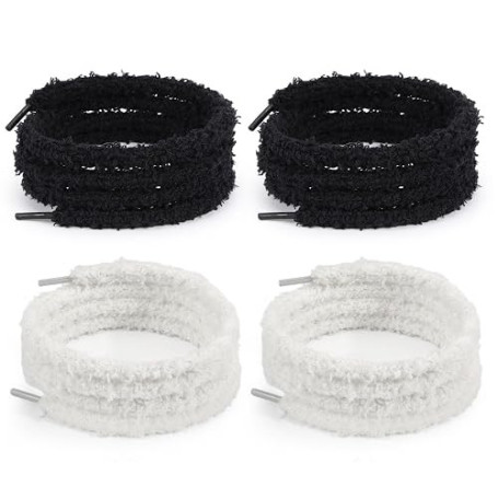 SLEEKEE 4 Lacets En Peluche Flocon De Neige Élastiques et Remplaçables, 120 Cm De Long Pour Baskets Et Chaussures En Toile