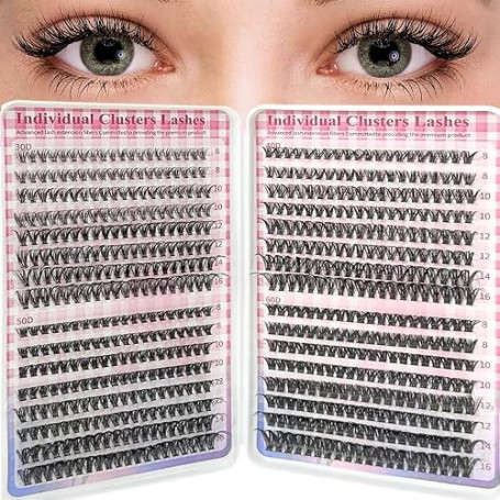 LUFFLOK 640pcs Kit Extension Cils Individuels 30D+40D+50D+60D Faux Cils | Faux Cils Bouquet Volume Russian D Curl DIY Extensions
