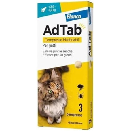 AdTab Comprimés à croquer pour Chats de 2,0 à 8,0 kg - 3 comprimés