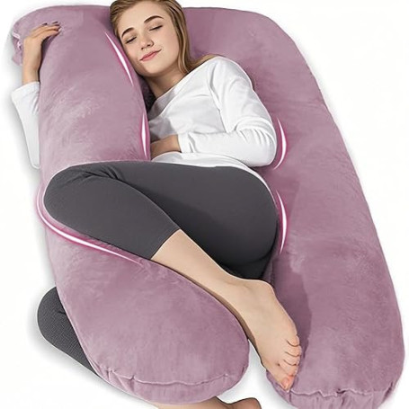 Chilling Home Coussin de Grossesse,Coussin Allaitement en Forme de U en Velours Amovibl, Coussins de Maternité et Corps pour Dor