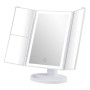 GRIFEMA GF1001W Miroir Maquillage Lumineux LED, Miroir Triptyque | Grossissement 1X/2X/3X, Rotation 180°, Commande Tactile, USB