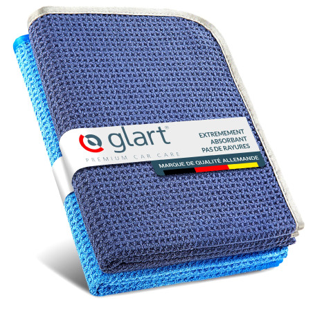 Glart 47TB Lot de 2 Chiffons Microfibre XXL 70×40 cm – séchage Voiture Doux et Absorbant – sans Peluches ni Rayures – Entretien 