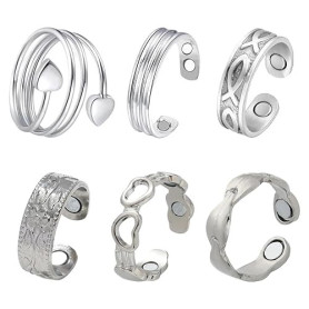 MLPKOI 6 pcs Bague Magnétique, Bague Anti Stress Ouverture Réglable Anneau Magnétique Thérapeutique Pour Drainage Lymphatique po