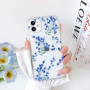 NITITOP Coque pour iPhone 12 Mignon Floral Fleur Motif, Bleu | Vintage Branche Fleurie Design, pour Femme Fille, Housse de prote