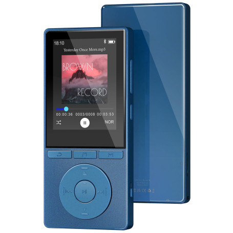 Lecteur MP3 64 Go, MP3 Bluetooth 5.3 avec Haut-Parleurs, Lecteur Musique, Enregistreur Vocal, Radio FM, Chaîne Hi-FI, Écouteurs,