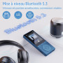 Lecteur MP3 64 Go, MP3 Bluetooth 5.3 avec Haut-Parleurs, Lecteur Musique, Enregistreur Vocal, Radio FM, Chaîne Hi-FI, Écouteurs,
