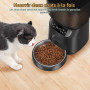 Distributeur Croquettes Chat Automatique Doubles 4L Enregistrement Vocal 10s et 6 Repas Programmables avec Ebols INOX, Anti‑Bloc