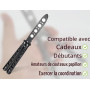 Lhbwhiz Couteau papillon pour la pratique, entraîneur de papillons avec couteau d'entraînement à lame non aiguisée, lame non tra