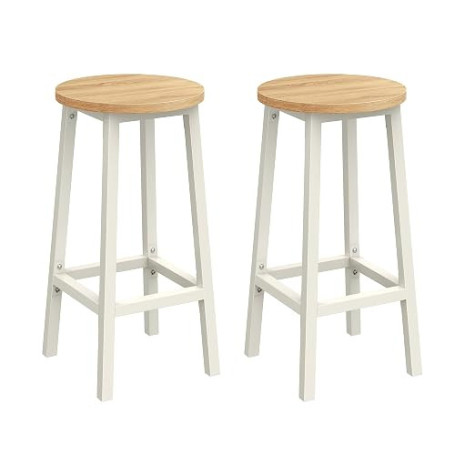 VASAGLE Tabourets de Bar, Lot de 2, Cadre Métallique, Hauteur 65 cm | Chaises, Siège Haut, Repose-pieds, pour Cuisine, Salon, Sa