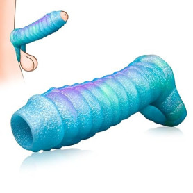 SXOVO Gaines pour Pénis Monstre, Manchon Penis Ouvert avec Anneau Testiculaire, Agrandisseur de Pénis Réutilisable, Retardateur
