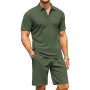 QUNERY Ensemble Ete Homme 2 Piece Fashion Casual Tracksuit Ensemble Short Tee Polo Shirt Homme Survêtement pour Travail Plage Va