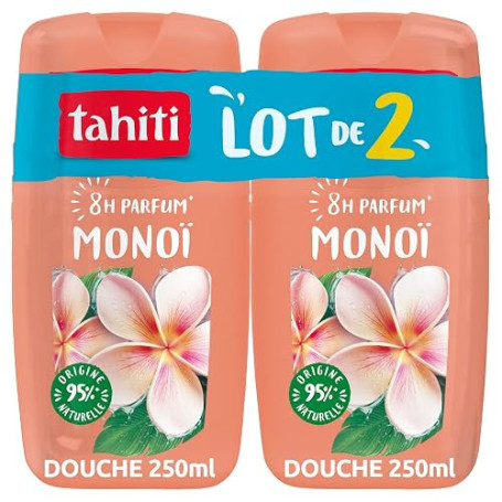 Tahiti, Gel Douche Monoi Frangipanier, Parfum Exotique, Lot de 2 x 250 ml | Crème de douche hydratante, Senteur envoûtante de fl
