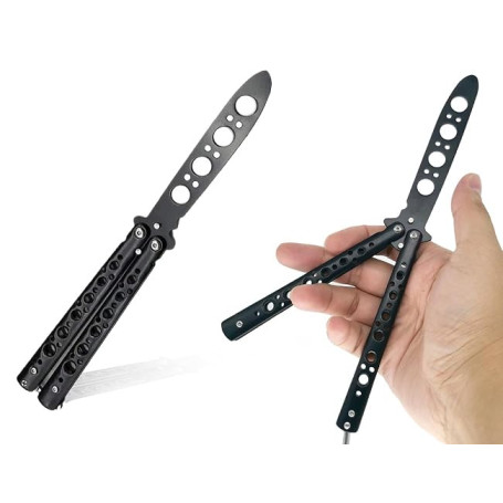 Lhbwhiz Couteau papillon pour la pratique, entraîneur de papillons avec couteau d'entraînement à lame non aiguisée, lame non tra