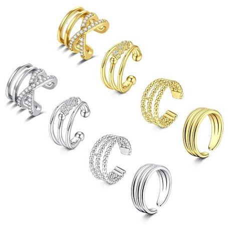 WillTen Faux Piercing Oreille sans Trou Acier Inoxydable Boucle Oreille Clip pour Femme Helix Cartilage Manchette Non Piercing B