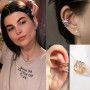 WillTen Faux Piercing Oreille sans Trou Acier Inoxydable Boucle Oreille Clip pour Femme Helix Cartilage Manchette Non Piercing B