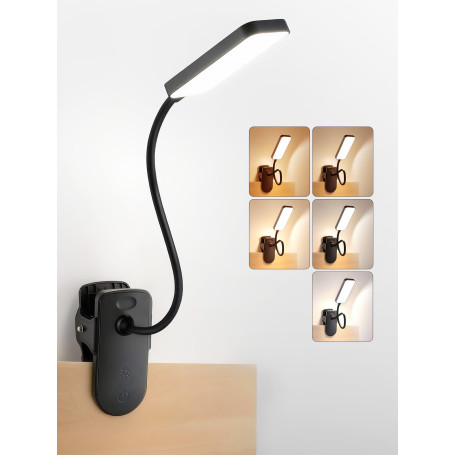 Lampe de Lecture,9 Niveaux de Luminosité+5 Couleur Lampe de Bureau Sans Fil | 4000mAh Lampe LED Rechargeable, 450 Lumens Lampe P