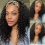Perruque Bandeau Cheveux Humain - Densité 180% Cheveux Bouclés Brésiliens - Perruque Demi-Tête Half Wig Couleur Noire Naturelle